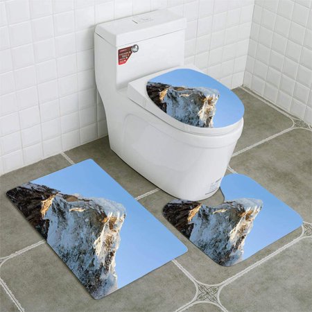 CHAPLLE AMA Dablam on Way to Everest Base Camp 3 Piece Bathroom Rugs Set Bath Rug Contour Mat and Toilet Lid Cover