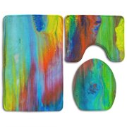 CHAPLLE Abstract Art Painted SELF 3 Piece Bathroom Rugs Set Bath Rug Contour Mat and Toilet Lid Cover
