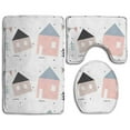 thumbnail image 1 of CHAPLLE Abstract Holiday House 3 Piece Bathroom Rugs Set Bath Rug Contour Mat and Toilet Lid Cover, 1 of 2