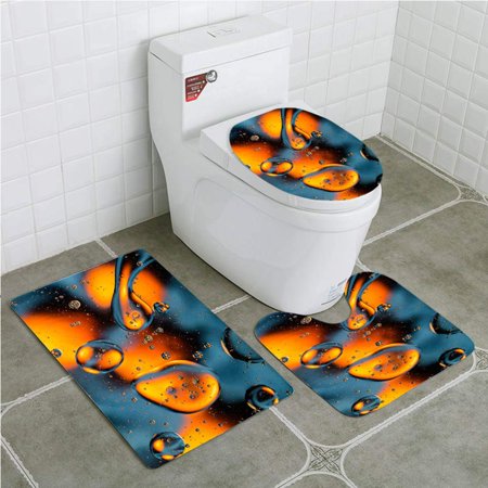 CHAPLLE Abstract Liquid Textured Background Macro Photography 3 Piece Bathroom Rugs Set Bath Rug Contour Mat and Toilet Lid Cover
