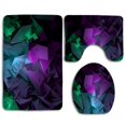 thumbnail image 1 of CHAPLLE Abstract Shapes Purple Green 3 Piece Bathroom Rugs Set Bath Rug Contour Mat and Toilet Lid Cover, 1 of 2