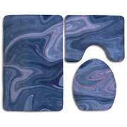 CHAPLLE Abstraction Lines Wave Stains 3 Piece Bathroom Rugs Set Bath Rug Contour Mat and Toilet Lid Cover