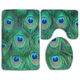 thumbnail image 1 of CHAPLLE Adorable Green Peacock 3 Piece Bathroom Rugs Set Bath Rug Contour Mat and Toilet Lid Cover, 1 of 2