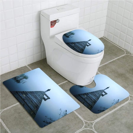 CHAPLLE Alone on a Jetty 3 Piece Bathroom Rugs Set Bath Rug Contour Mat and Toilet Lid Cover