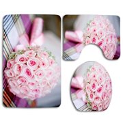 CHAPLLE Amazing Bouquet Roses 3 Piece Bathroom Rugs Set Bath Rug Contour Mat and Toilet Lid Cover