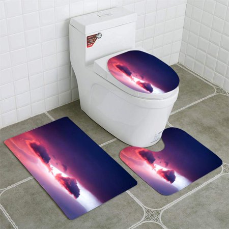 CHAPLLE Amazing Sunset Clouds 3 Piece Bathroom Rugs Set Bath Rug Contour Mat and Toilet Lid Cover