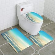 CHAPLLE Amazing View from Plane on Sky 3 Piece Bathroom Rugs Set Bath Rug Contour Mat and Toilet Lid Cover