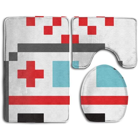 CHAPLLE Ambulance 3 Piece Bathroom Rugs Set Bath Rug Contour Mat and Toilet Lid Cover