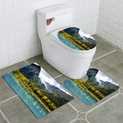 CHAPLLE Anchorage Alaska Parks 3 Piece Bathroom Rugs Set Bath Rug Contour Mat and Toilet Lid Cover