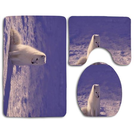 CHAPLLE Arctic Fox 3 Piece Bathroom Rugs Set Bath Rug Contour Mat and Toilet Lid Cover