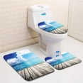thumbnail image 1 of CHAPLLE Art Caribbean Sea from Wood Deck Cloud Sky Landscape in Tropics Turquoise 3 Piece Bathroom Rugs Set Bath Rug Contour Mat and Toilet Lid Cover, 1 of 2