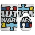 thumbnail image 1 of CHAPLLE Autism Awareness 3 Piece Bathroom Rugs Set Bath Rug Contour Mat and Toilet Lid Cover, 1 of 2