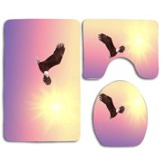 CHAPLLE Bald Eagle Soaring Bird Raptor 3 Piece Bathroom Rugs Set Bath Rug Contour Mat and Toilet Lid Cover
