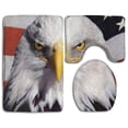thumbnail image 1 of CHAPLLE Bald Eagle and American Flag 3 Piece Bathroom Rugs Set Bath Rug Contour Mat and Toilet Lid Cover, 1 of 2