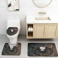 thumbnail image 1 of CHAPLLE Barn Wood Wagon Wheel Long Horned Bull Skull and Old West Wagon Wheel on Rustic Wall 3 Piece Bathroom Rugs Set Bath Rug Contour Mat and Toilet Lid Cover, 1 of 2