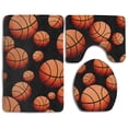 thumbnail image 1 of CHAPLLE Basketball Sports 3 Piece Bathroom Rugs Set Bath Rug Contour Mat and Toilet Lid Cover, 1 of 2