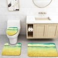 thumbnail image 1 of CHAPLLE Beach View Sea in Grunge and Retro Style Horizon Cloudy Sky Summer Green Earth Yellow 3 Piece Bathroom Rugs Set Bath Rug Contour Mat and Toilet Lid Cover, 1 of 2