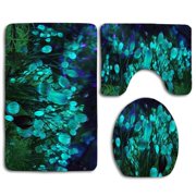 CHAPLLE Beautiful Bight Colors 3 Piece Bathroom Rugs Set Bath Rug Contour Mat and Toilet Lid Cover
