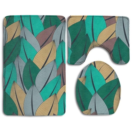 CHAPLLE Beautiful Fashionable Palm Tree1 3 Piece Bathroom Rugs Set Bath Rug Contour Mat and Toilet Lid Cover