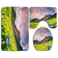 thumbnail image 1 of CHAPLLE Beautiful Mountain Valley Flowers 3 Piece Bathroom Rugs Set Bath Rug Contour Mat and Toilet Lid Cover, 1 of 2