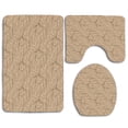 thumbnail image 1 of CHAPLLE Beige Floral Swirls Damask Classic Victorian Style in Retro Background Antique 3 Piece Bathroom Rugs Set Bath Rug Contour Mat and Toilet Lid Cover, 1 of 2