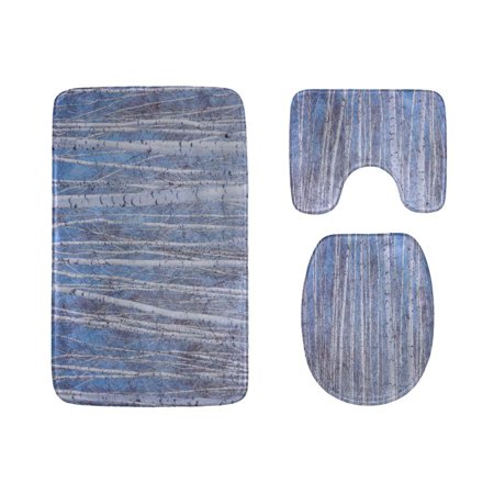 CHAPLLE Birches in Winter Forest 3 Piece Bathroom Rugs Set Bath Rug Contour Mat and Toilet Lid Cover