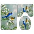 thumbnail image 1 of CHAPLLE Birds Branches Blossoms 3 Piece Bathroom Rugs Set Bath Rug Contour Mat and Toilet Lid Cover, 1 of 2