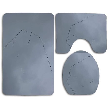 CHAPLLE Birds in Sky UP HIGH 3 Piece Bathroom Rugs Set Bath Rug Contour Mat and Toilet Lid Cover