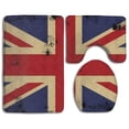 thumbnail image 1 of CHAPLLE Black British 3 Piece Bathroom Rugs Set Bath Rug Contour Mat and Toilet Lid Cover, 1 of 2
