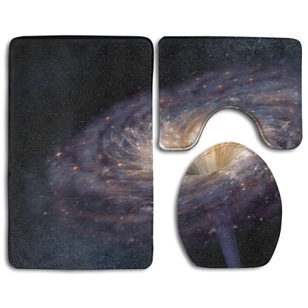 CHAPLLE Black Holes Distortions Fabric Space 3 Piece Bathroom Rugs Set Bath Rug Contour Mat and Toilet Lid Cover