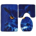 thumbnail image 1 of CHAPLLE Blue Owl 3 Piece Bathroom Rugs Set Bath Rug Contour Mat and Toilet Lid Cover, 1 of 2