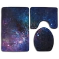 thumbnail image 1 of CHAPLLE Blue Purple Galaxy 3 Piece Bathroom Rugs Set Bath Rug Contour Mat and Toilet Lid Cover, 1 of 2
