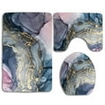 thumbnail image 1 of CHAPLLE Blush Paynes Gray and Gold Metallic Abstract 3 Piece Bathroom Rugs Set Bath Rug Contour Mat and Toilet Lid Cover, 1 of 2