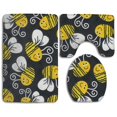 thumbnail image 1 of CHAPLLE Bumblebee 3 Piece Bathroom Rugs Set Bath Rug Contour Mat and Toilet Lid Cover, 1 of 2