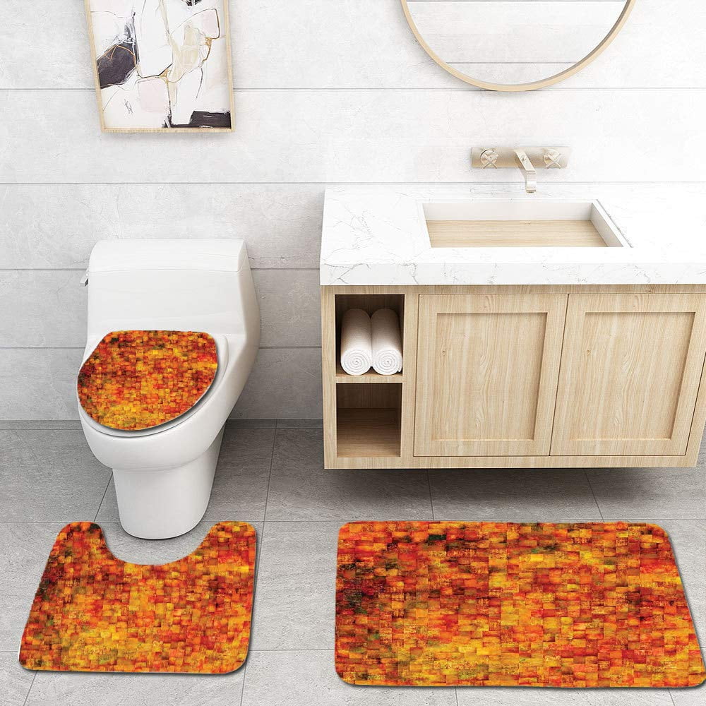 CHAPLLE Burnt Orange Vintage Mosaic Quadratic Little Geometric Squares ...
