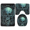 thumbnail image 1 of CHAPLLE Butterfly Cool Sugar Skull s 3 Piece Bathroom Rugs Set Bath Rug Contour Mat and Toilet Lid Cover, 1 of 2