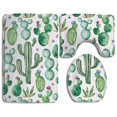 thumbnail image 1 of CHAPLLE Cactus Plants Spikes Like White Light Pink 3 Piece Bathroom Rugs Set Bath Rug Contour Mat and Toilet Lid Cover, 1 of 2