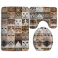thumbnail image 1 of CHAPLLE Cat Breed 3 Piece Bathroom Rugs Set Bath Rug Contour Mat and Toilet Lid Cover, 1 of 2