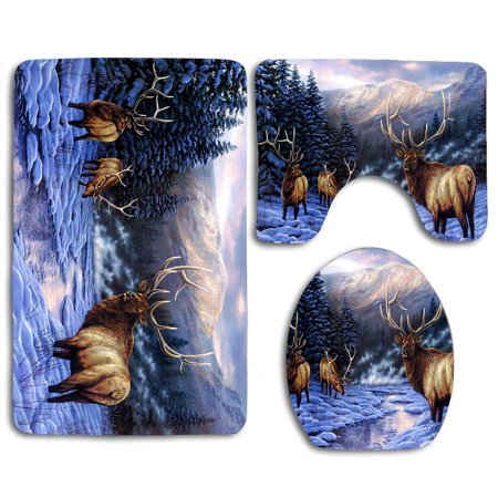 CHAPLLE Cat Breed Abyssinian Pet Fluffy 3 Piece Bathroom Rugs Set Bath Rug Contour Mat and Toilet Lid Cover
