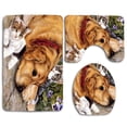 thumbnail image 1 of CHAPLLE Cats Dog 3 Piece Bathroom Rugs Set Bath Rug Contour Mat and Toilet Lid Cover, 1 of 2