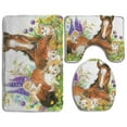 thumbnail image 1 of CHAPLLE Cats and Horses 3 Piece Bathroom Rugs Set Bath Rug Contour Mat and Toilet Lid Cover, 1 of 2