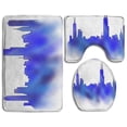 thumbnail image 1 of CHAPLLE Chicago Skyline Blue 3 Piece Bathroom Rugs Set Bath Rug Contour Mat and Toilet Lid Cover, 1 of 2