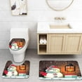 thumbnail image 1 of CHAPLLE Christmas Cute Snowman Santa Hat in Garden a Gift Box and Lantern Brown 3 Piece Bathroom Rugs Set Bath Rug Contour Mat and Toilet Lid Cover, 1 of 2