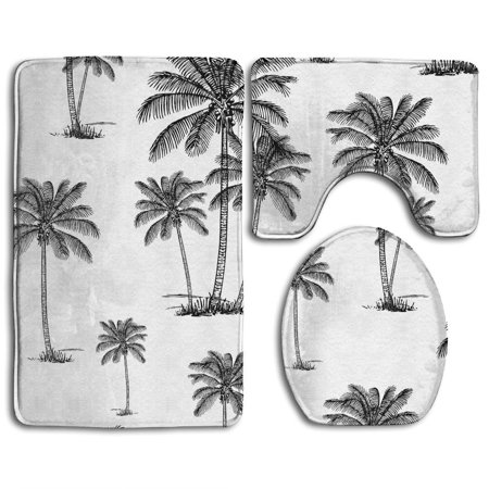 CHAPLLE Coconut 3 Piece Bathroom Rugs Set Bath Rug Contour Mat and Toilet Lid Cover