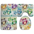 thumbnail image 1 of CHAPLLE Colorful Cartoon Bough Owl 3 Piece Bathroom Rugs Set Bath Rug Contour Mat and Toilet Lid Cover, 1 of 2