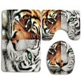 thumbnail image 1 of CHAPLLE Cool Tiger 3 Piece Bathroom Rugs Set Bath Rug Contour Mat and Toilet Lid Cover, 1 of 2