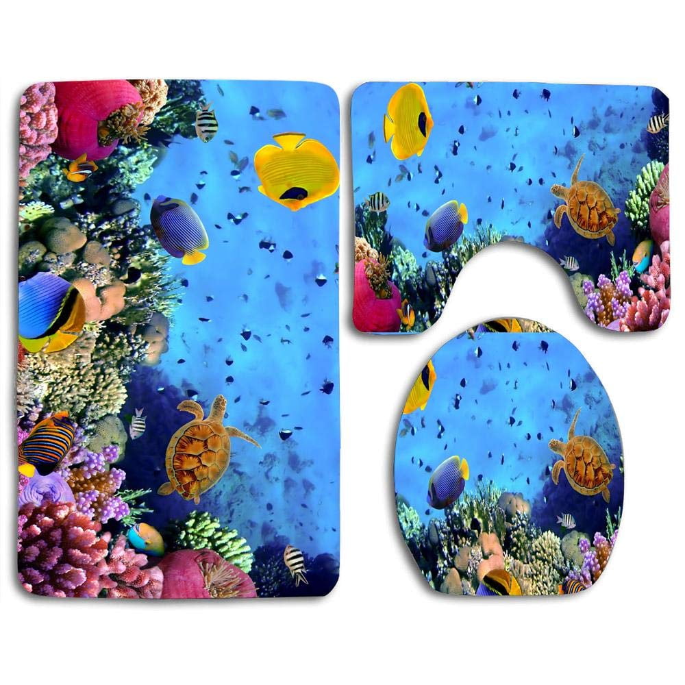 CHAPLLE Coral Underwater Reef Ocean Fishes Tropical 3 Piece Bathroom
