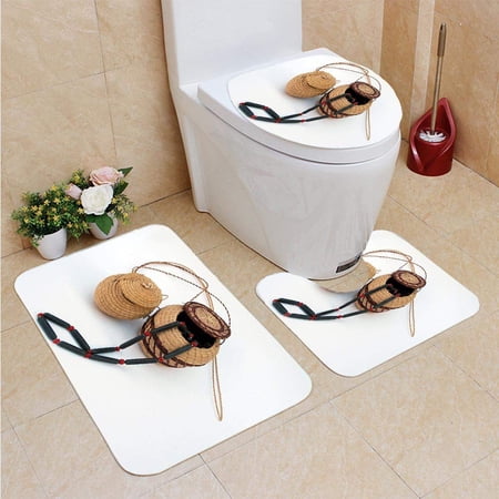 CHAPLLE Crafts from Brazi 3 Piece Bathroom Rugs Set Bath Rug Contour Mat and Toilet Lid Cover