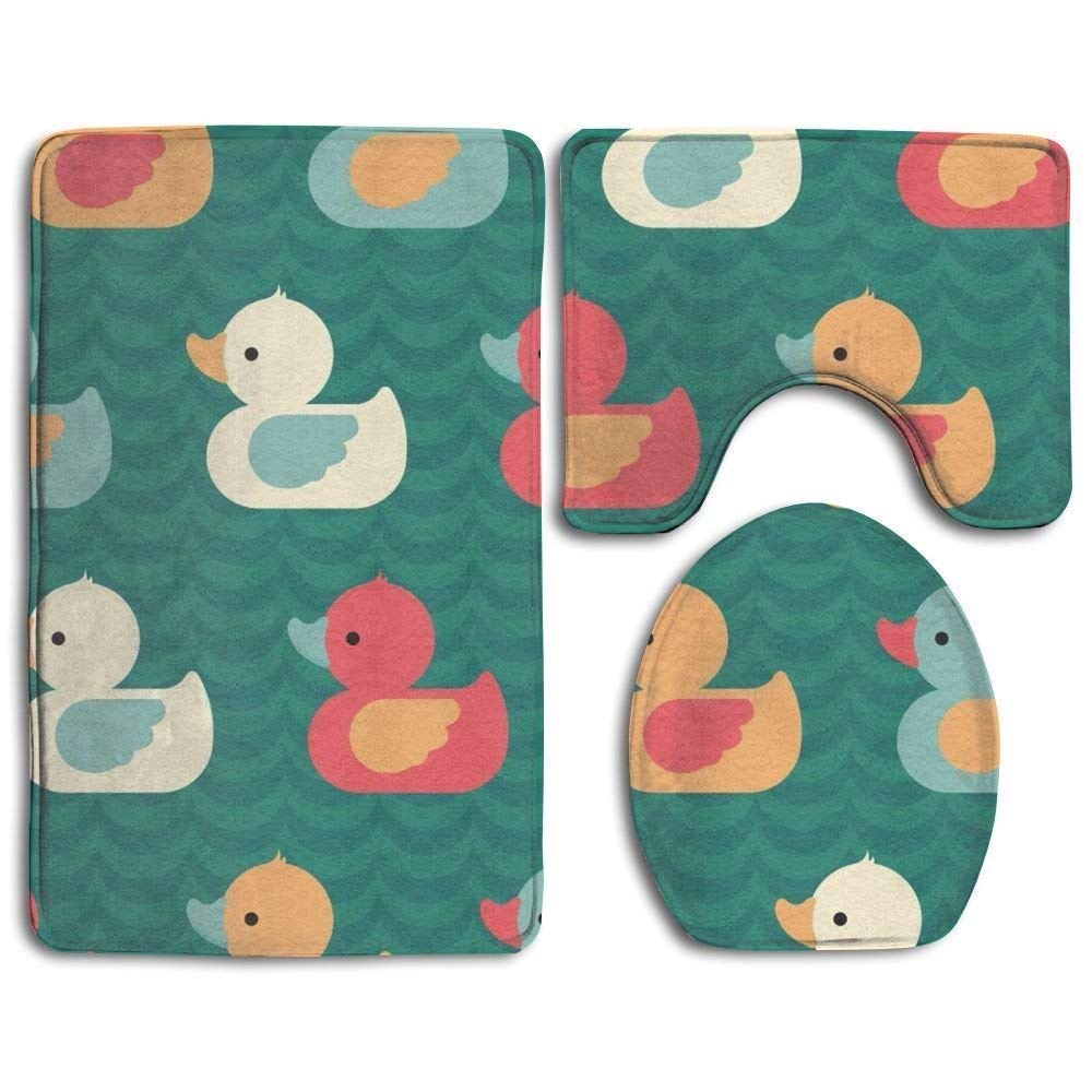 CHAPLLE Cute Baby Ducks 3 Piece Bathroom Rugs Set Bath Rug Contour Mat ...