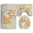 thumbnail image 1 of CHAPLLE Cute Corgi 3 Piece Bathroom Rugs Set Bath Rug Contour Mat and Toilet Lid Cover, 1 of 2